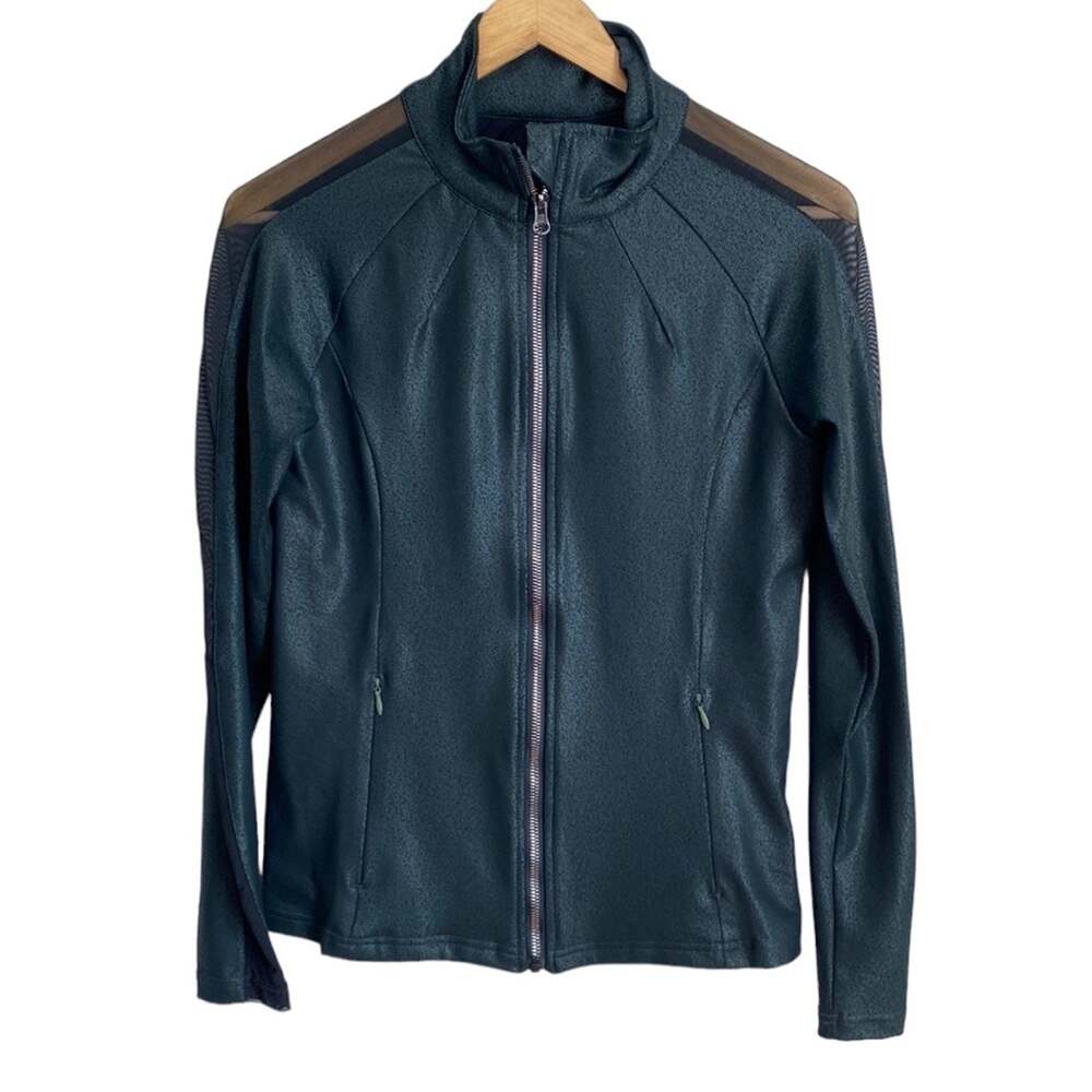 Electric Yoga Coil Green Metallic Zip Front Work out Jacket S